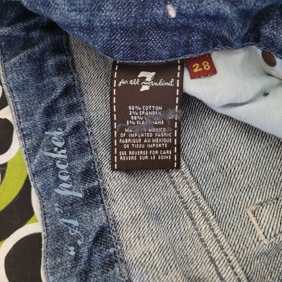 7 for all mankind womens 28 blue medium wash denim a pocket bootcut jeans - Picture 3 of 7